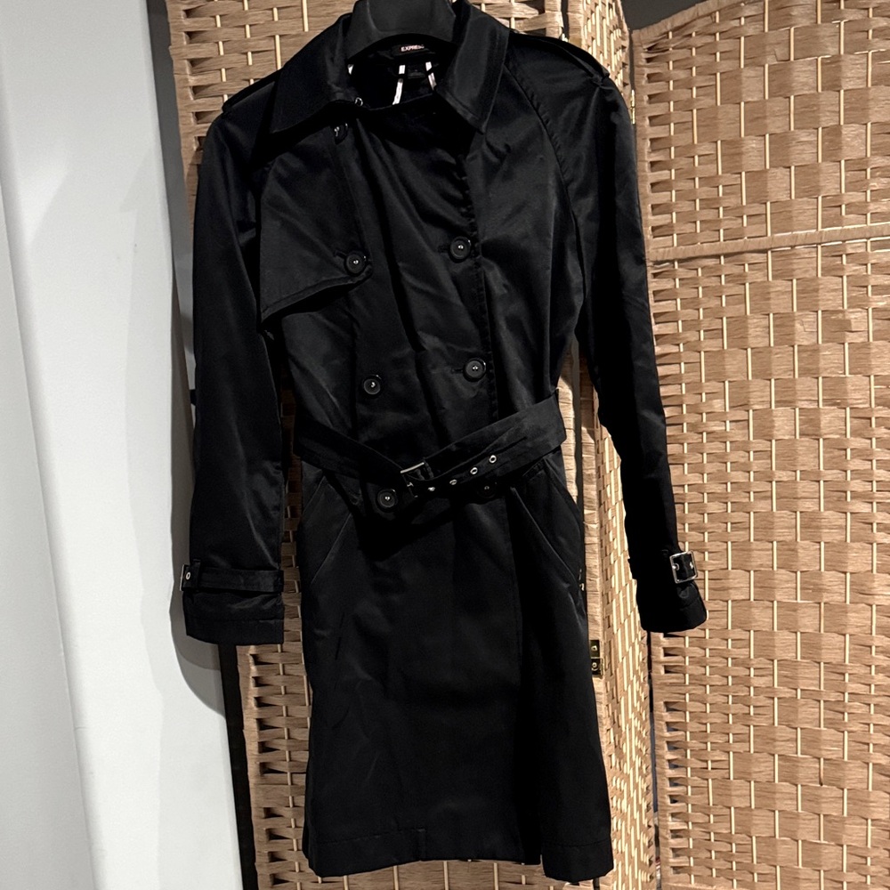 Elegant Black Women's Trench Coat size small